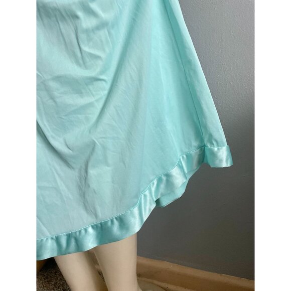 Vintage Camisole Nightie Light Blue  with Embroidered Neckline details size M L - Picture 9 of 10